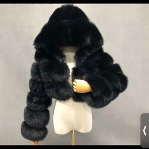 Black Fur Crop Jacket
